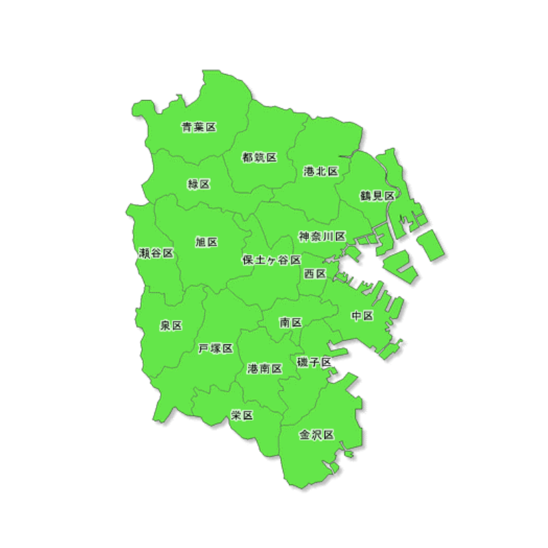 横浜市の区の地図